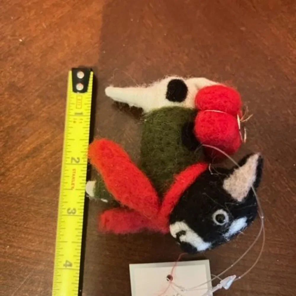 Felt Dog christmas Ornament With Scarf & Red  Carrying Present‎ Ornament